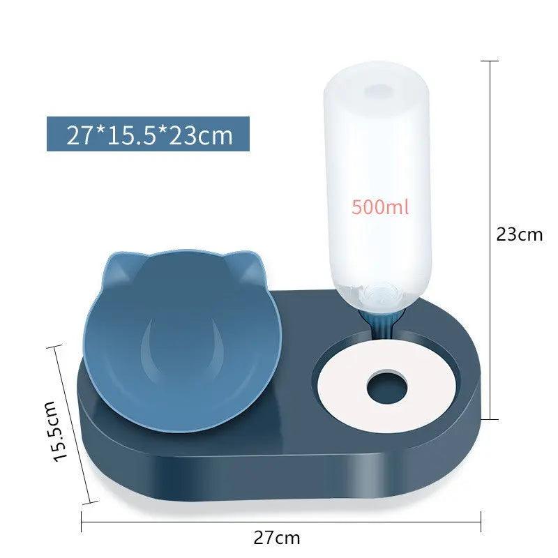 Two-in-One Cat Bowl Water Dispenser Automatic Water Storage Cat Food Bowl - J.S.MCat Supplies, Cat ProductCJJJCWGY03825-Blue