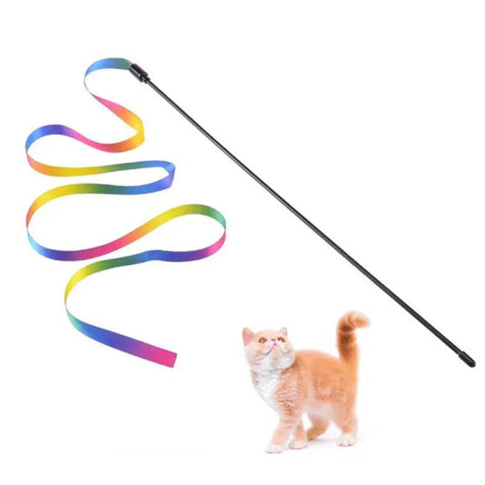 Rainbow ribbon cat stick