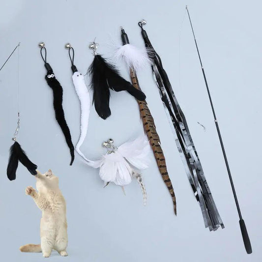 Toys Four Section Telescopic Cat Stick Feather Set 