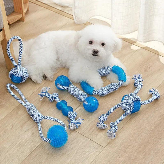 Cotton Rope Dog Toy TPR Pet Molar And Bite Resistant 